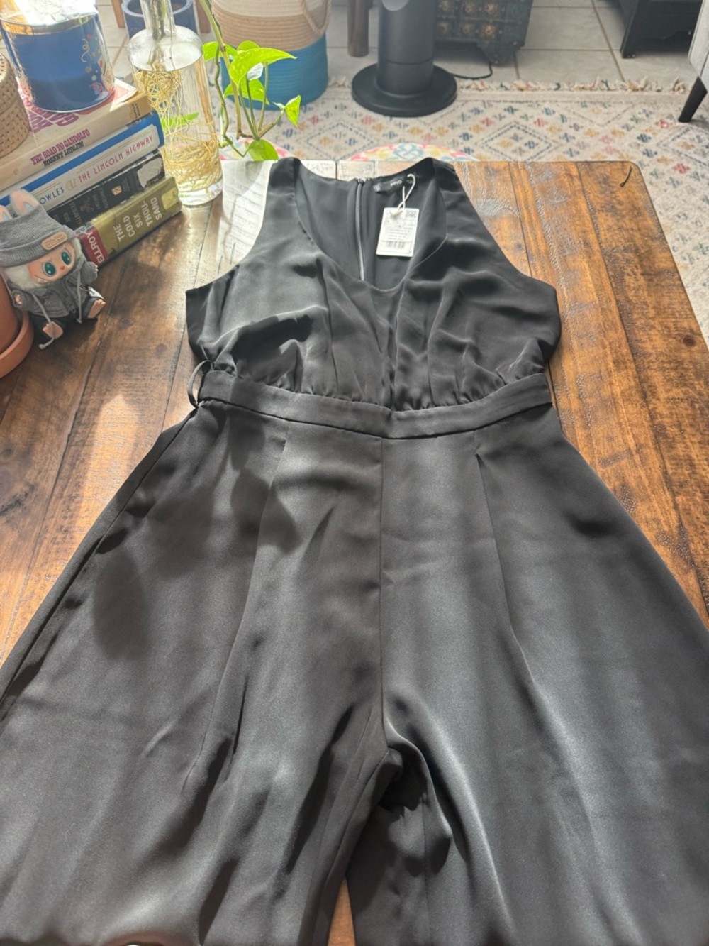 NWT Sz M Mango Black Nichy Sleeveless Wide-Leg Jumpsuit Classic- No Belt - Picture 4 of 14
